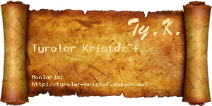 Tyroler Kristóf névjegykártya